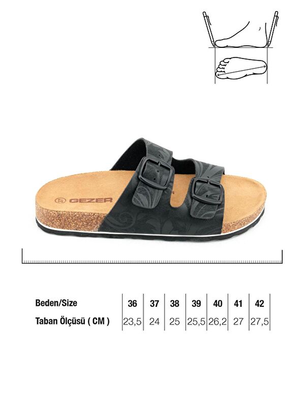 Kadın Yazlık Tasarım Suni Deri Mantar Taban İki Toka Ayarlanabilir Terlik - Görsel 3
