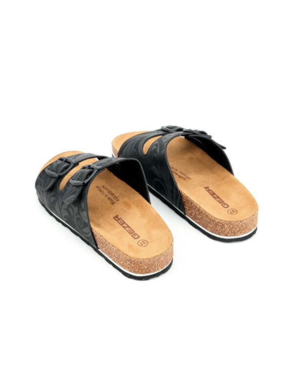 Kadın Yazlık Tasarım Suni Deri Mantar Taban İki Toka Ayarlanabilir Terlik - Görsel 5