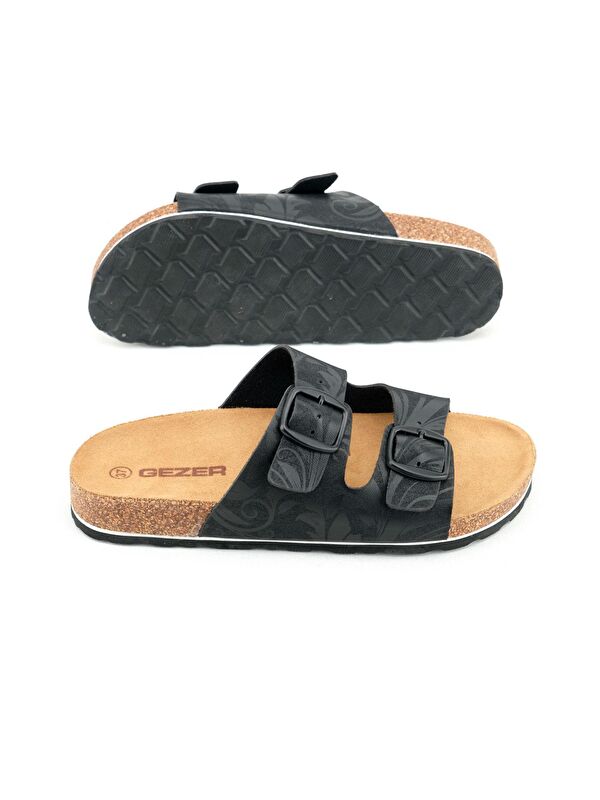 Kadın Yazlık Tasarım Suni Deri Mantar Taban İki Toka Ayarlanabilir Terlik - Görsel 6