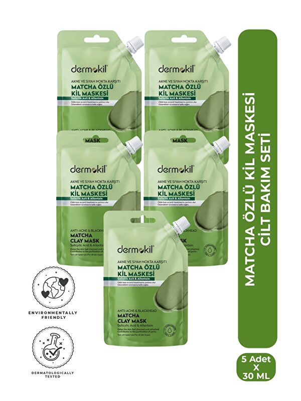 Dermokil Matcha Özlü Kil Maskesi Cilt Bakım Seti 30 ml x 5 Adet