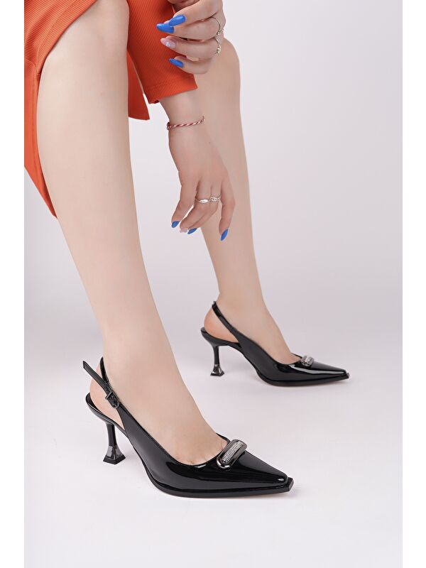 HEELS Arkası Açık Toka Detaylı Günlük Klasik Topuklu Kadın Stiletto Ayakkabı - Görsel 4