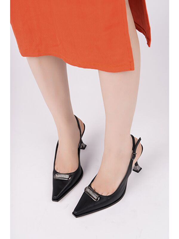 HEELS Arkası Açık Toka Detaylı Günlük Klasik Topuklu Kadın Stiletto Ayakkabı - Görsel 3