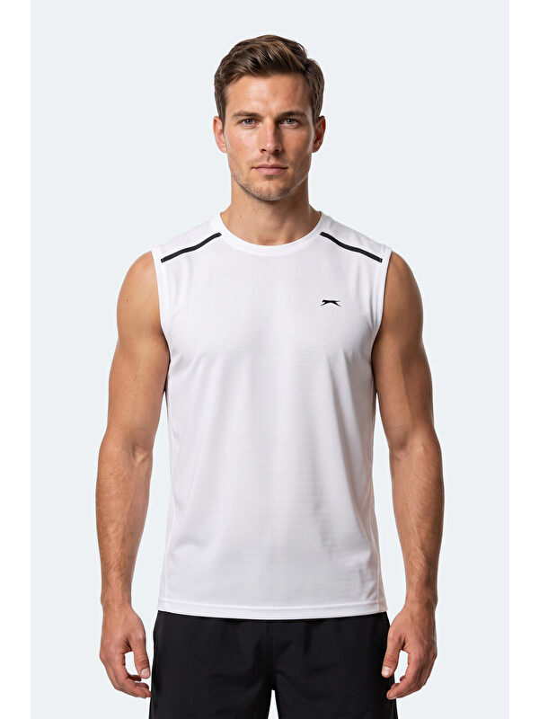 SLAZENGER REXIS Erkek Kolsuz Beyaz Tişört