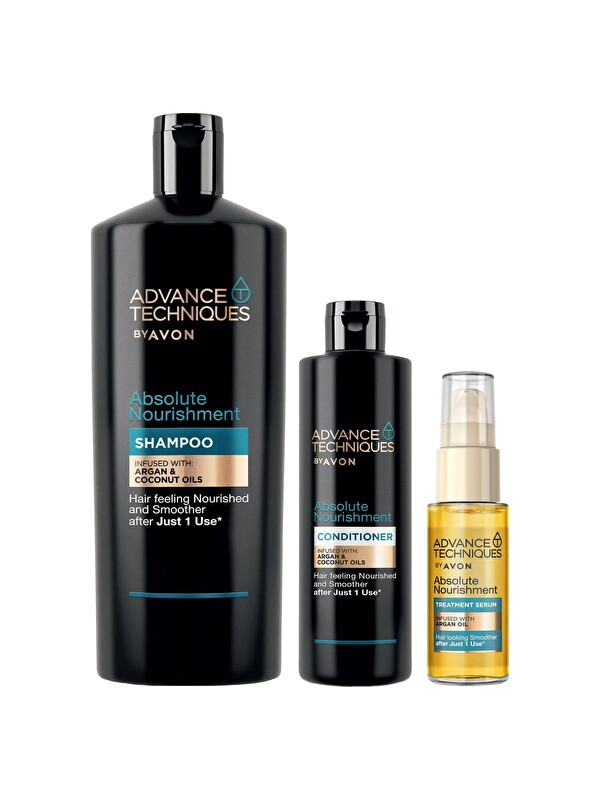 AVON Advance Techniques Argan Yağı İçeren Şampuan Saç Kremi ve Saç Serum Paketi