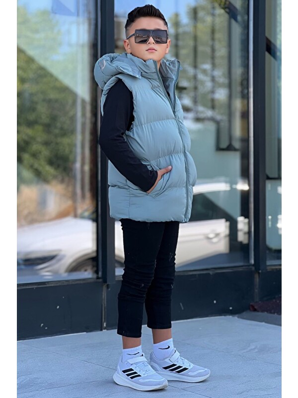 Pina Kids Erkek Çocuk Baskılı Çıkarılabilir Kapüşonlu  Şişme Yelek 3017
