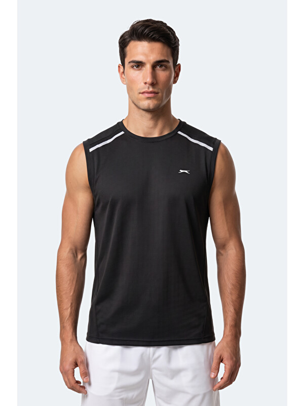SLAZENGER REXIS Erkek Kolsuz Siyah Tişört