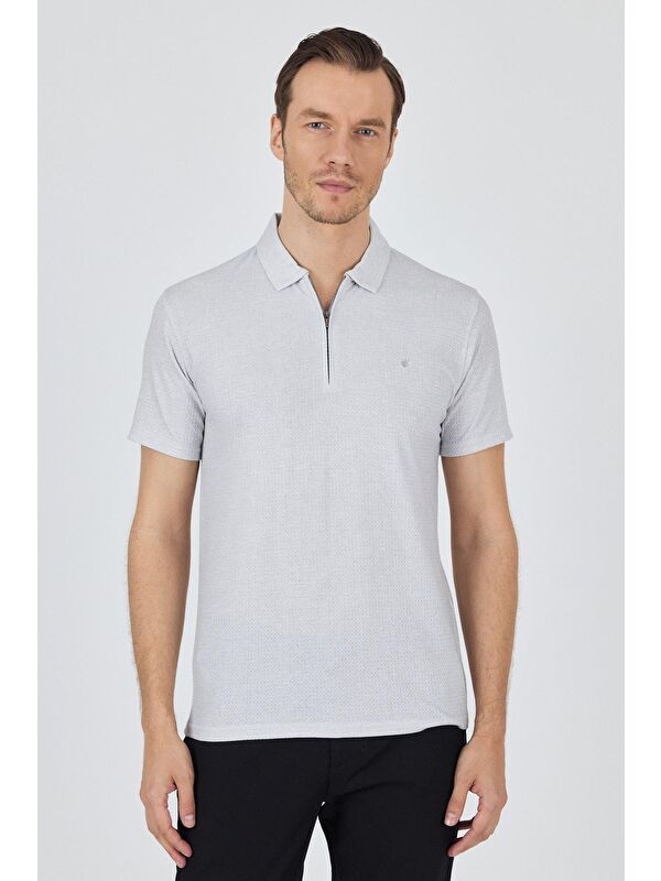 İMZA Gri Polo Yaka Kısa Kol Cepsiz Slim Fit Classic Tişört 1011250176
