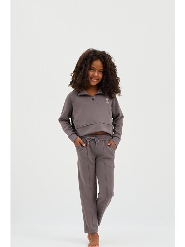Katia And Bony Kız Çocuk Basic Fluffy Crop Top Koyu Gri