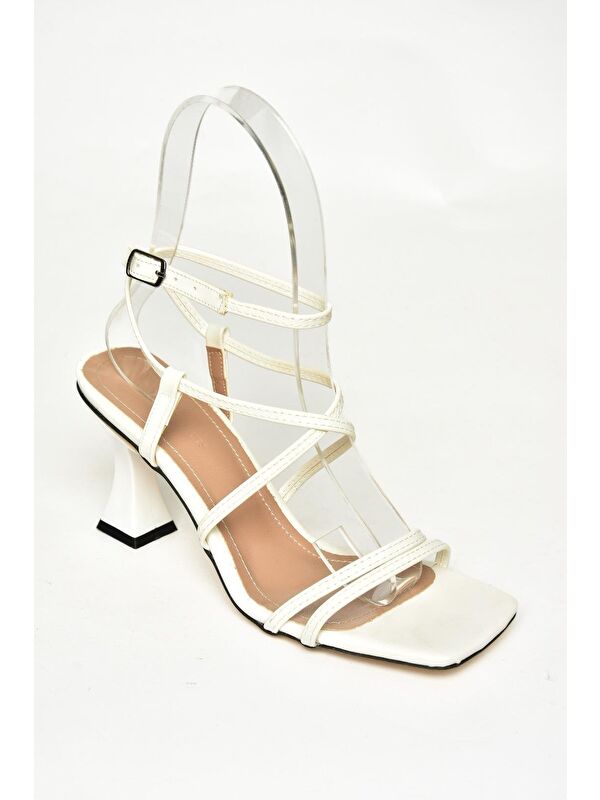 S9974410 Beyaz Kadın Topuklu Ayakkabı - Görsel 4