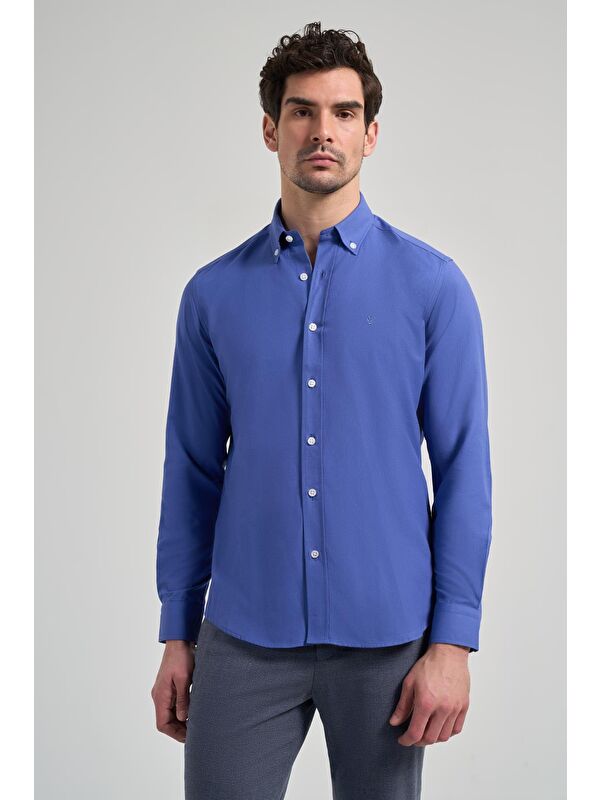 İMZA Uzun Kol Düz Oxford Düğmeli Yaka Cepsiz Pamuklu Classic Slim Fit Gömlek 1004250168