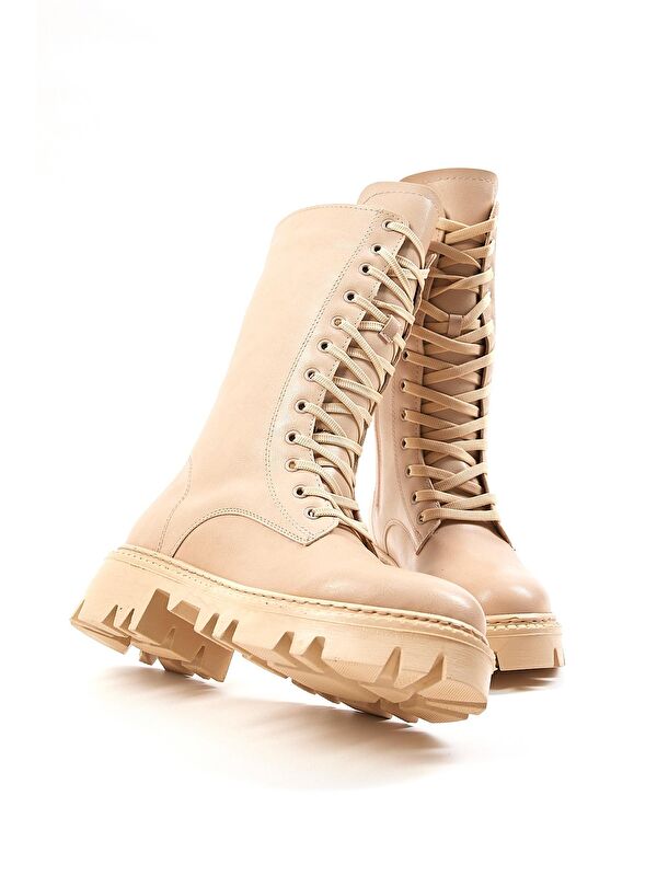 Kadın Nude Cilt Rahat Kalıp Bağcıklı Çorap Çizme - Görsel 3