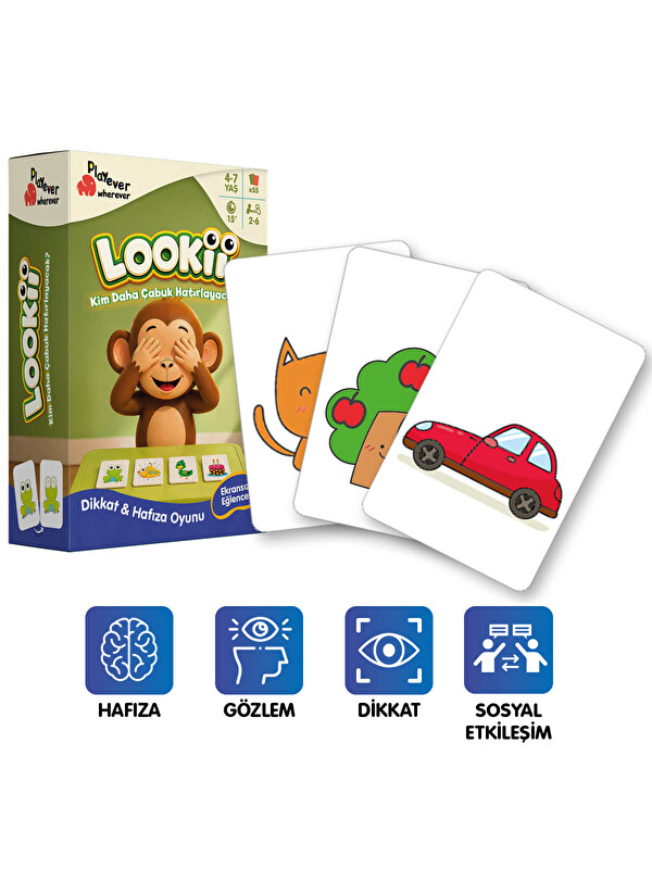 Playever Lookii, Görsel Hafıza ve Dikkat Geliştirme Kart Oyunu (4-7 Yaş)