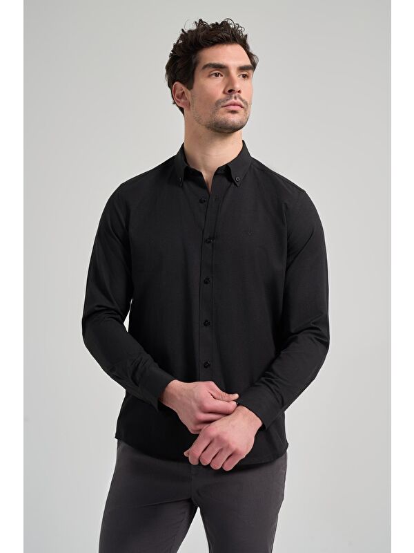 İMZA Uzun Kol Düz Oxford Düğmeli Yaka Cepsiz Pamuklu Classic Slim Fit Gömlek 1004250168
