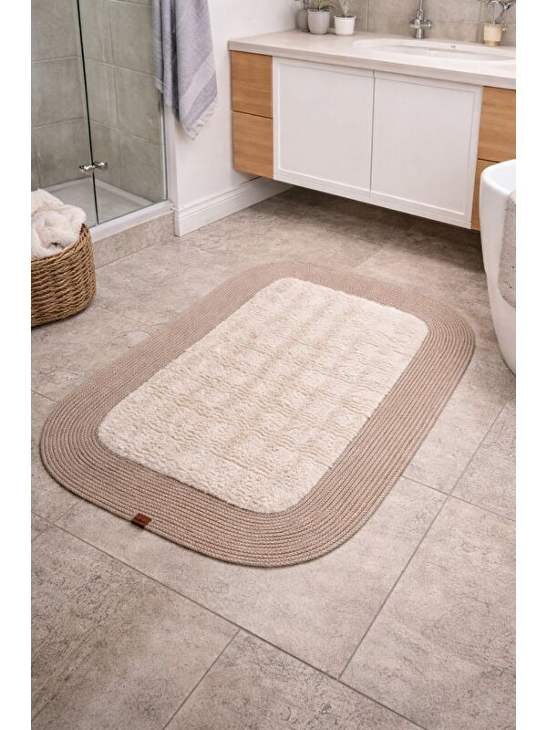 Mulberry Kalın ve Yumuşak Pelüş Banyo Paspası Kaymaz Tabanlı Modern Tasarım 105x75 cm