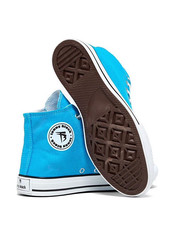 Unisex Mavi Rahat Kalıp Bağcıklı Uzun Spor Ayakkabı - Görsel 5