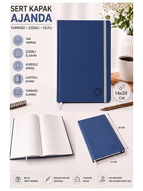 Artlantis Kaliteli Tarihsiz Ajanda Not Defteri A5 14x20cm 1 Adet Lizz Ofs180L Çizgili Lastili Sert Kapak 168 Y