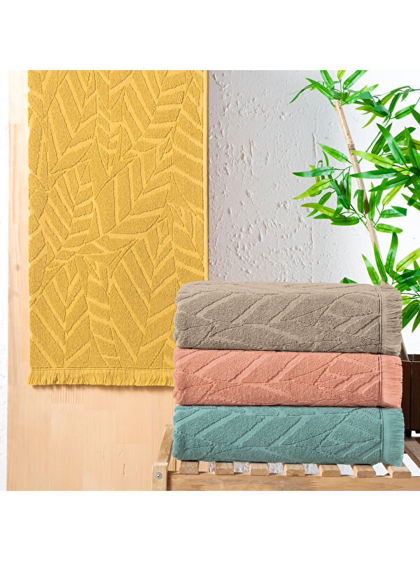 SCHAFER Modern Jakarlı Havlu 70x140 Cm-Hardal