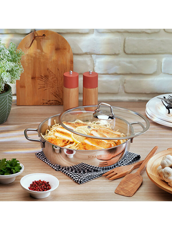 SCHAFER Held Çelik Basık Tencere 28 Cm-2 Parça-Inox