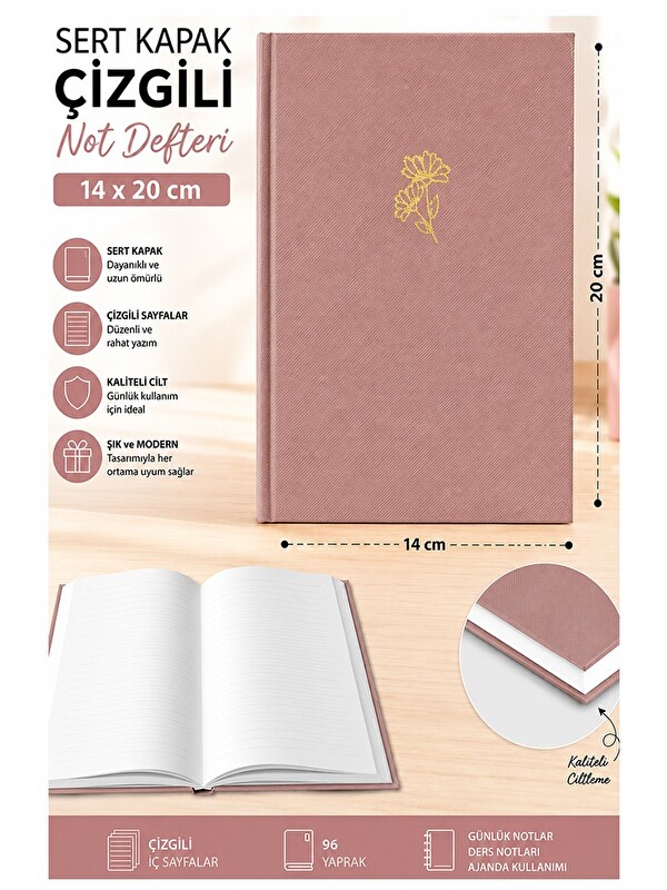 Artlantis Kaliteli Not Defteri A5 14x20cm 1 Adet Lizz Esp180c Çizgili Lastili Sert Kapak 168 Yaprak Ciltli Bür
