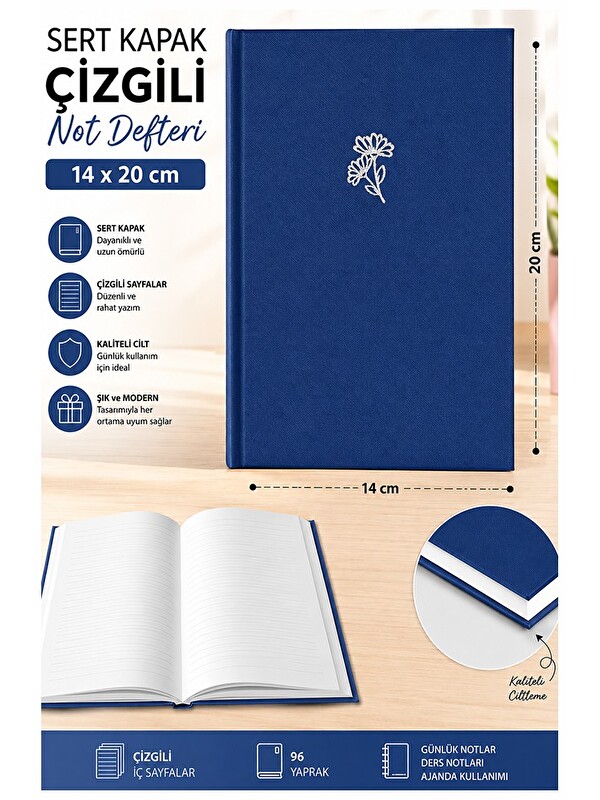 Artlantis Kaliteli Not Defteri A5 14x20cm 1 Adet Lizz Esp180c Çizgili Lastili Sert Kapak 168 Yaprak Ciltli Bür