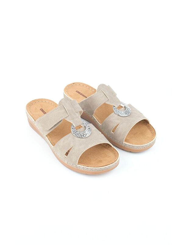 Yazlık Kadın Suni Deri Koleksiyon Cırtlı Ayarlanabilir Terlik - Görsel 4