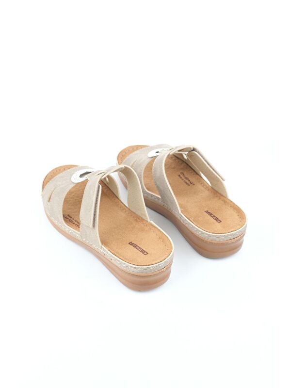 Yazlık Kadın Suni Deri Koleksiyon Cırtlı Ayarlanabilir Terlik - Görsel 5