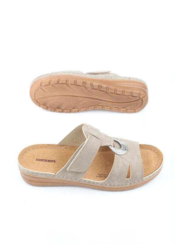 Yazlık Kadın Suni Deri Koleksiyon Cırtlı Ayarlanabilir Terlik - Görsel 6