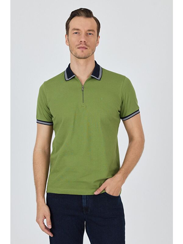 İMZA Kısa Kol Düz Pike Polo Yaka Cepsiz %100 Pamuk Slim Fit Tişört 1011250130