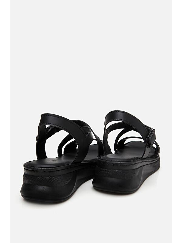 Kadın Siyah Comfort Düz Sandalet - Görsel 7