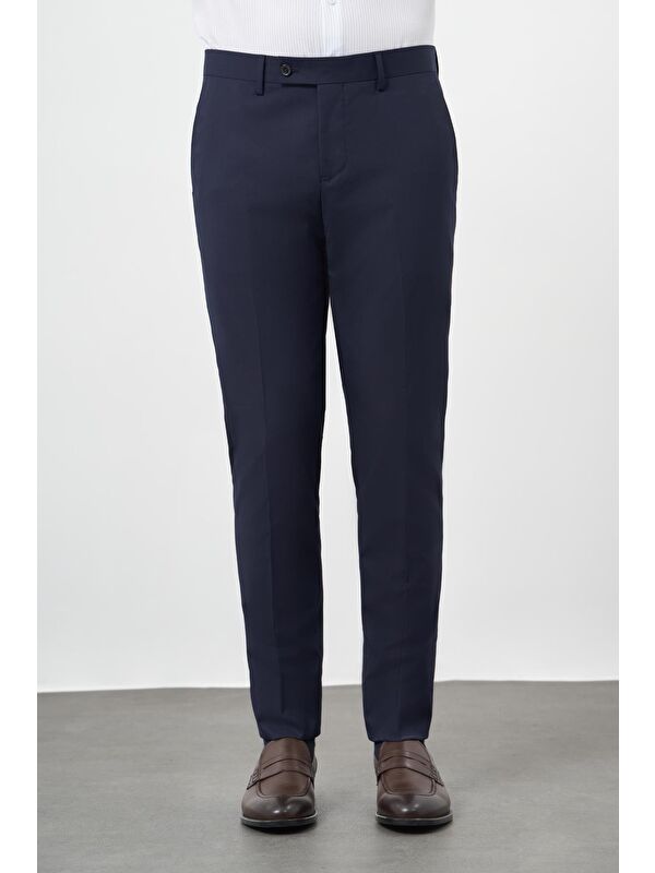 İMZA Lacivert Esnek Yandan Cepli Slim Fit Classic Erkek Pantolon 1003245313