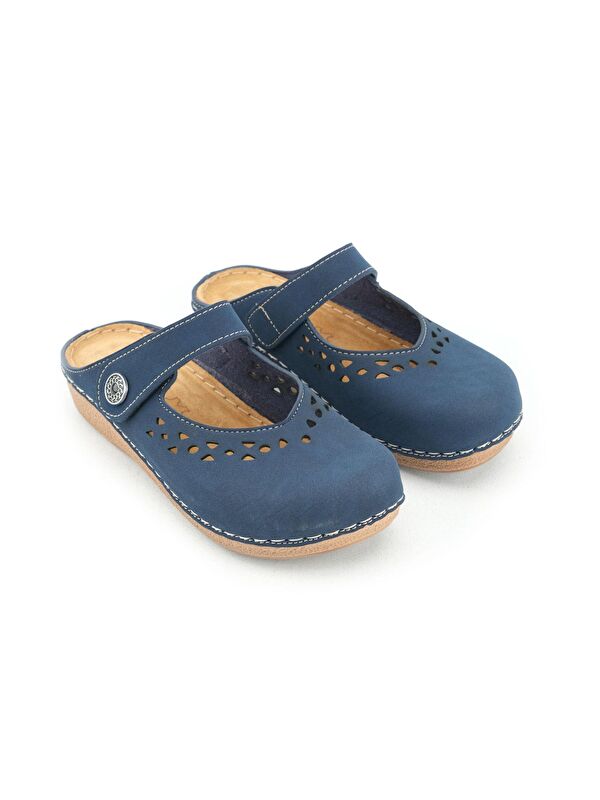 Yazlık Kadın İç Tabanı Hakiki Deri Cırt Cırtlı Terlik - Görsel 4