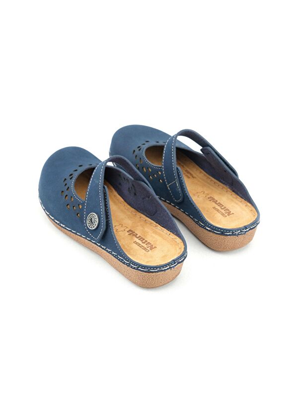 Yazlık Kadın İç Tabanı Hakiki Deri Cırt Cırtlı Terlik - Görsel 5