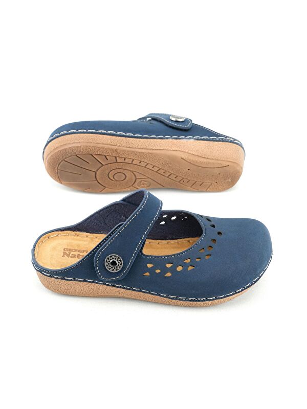 Yazlık Kadın İç Tabanı Hakiki Deri Cırt Cırtlı Terlik - Görsel 6