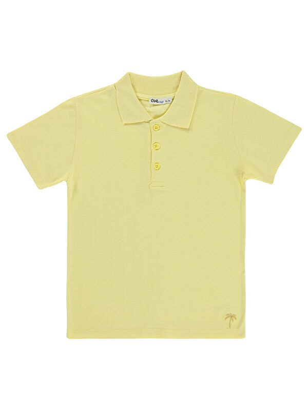 Civil Boys Erkek Çocuk Palmiye Nakışlı Polo Yaka 6-9 Yaş Tişört - Sarı