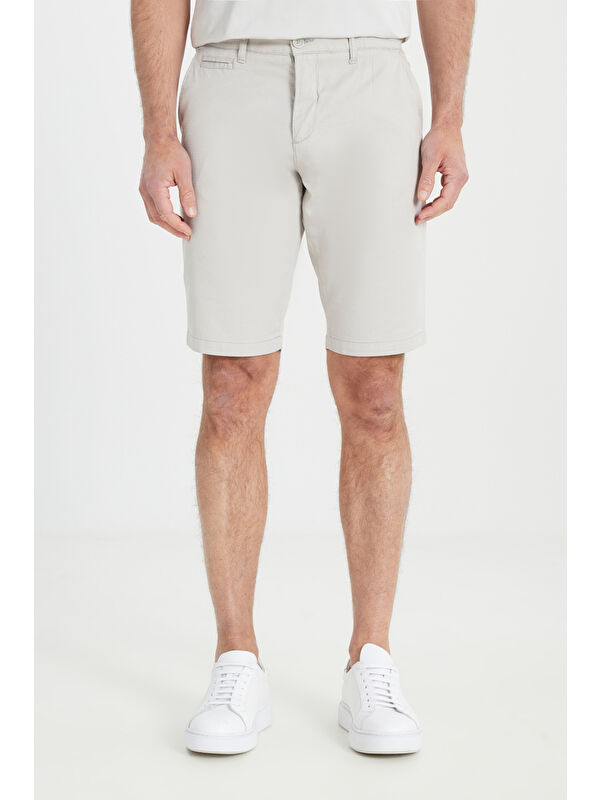 Altınyıldız Classics Erkek Taş Slim Fit Dar Kesim Pamuklu Yan Cepli Armürlü Şort
