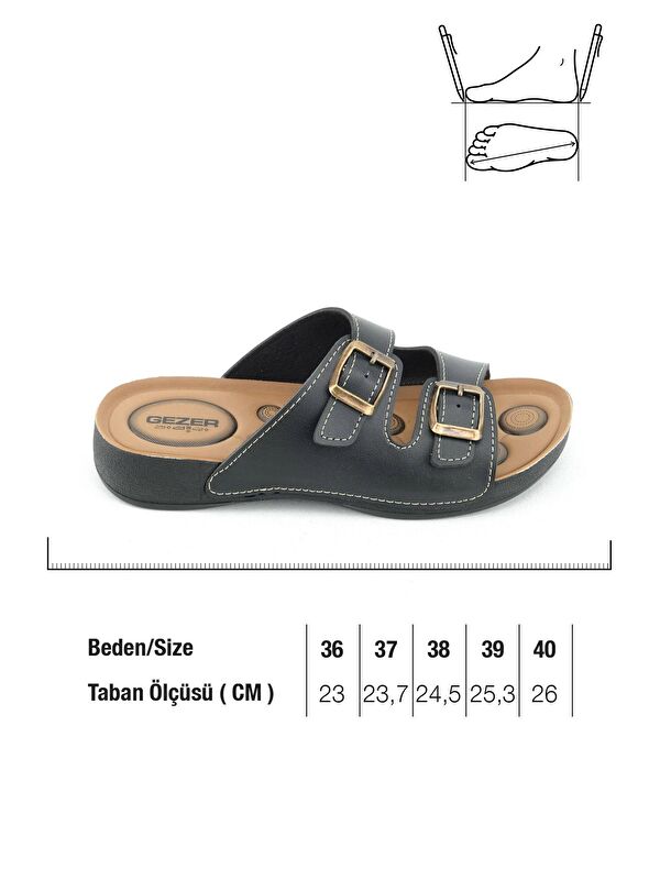 Yazlık Rahat Taban İki Toka Ayarlanabilir Suni Deri Günlük Kadın Terlik - Görsel 3