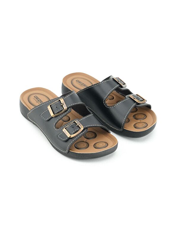 Yazlık Rahat Taban İki Toka Ayarlanabilir Suni Deri Günlük Kadın Terlik - Görsel 4