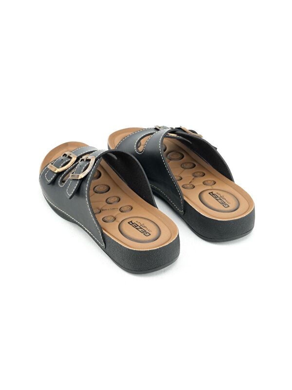 Yazlık Rahat Taban İki Toka Ayarlanabilir Suni Deri Günlük Kadın Terlik - Görsel 5