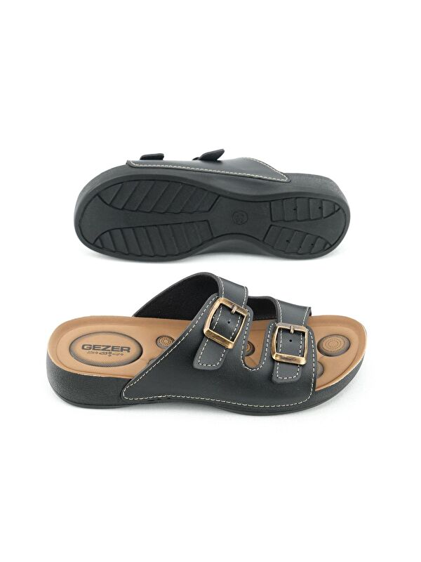 Yazlık Rahat Taban İki Toka Ayarlanabilir Suni Deri Günlük Kadın Terlik - Görsel 6