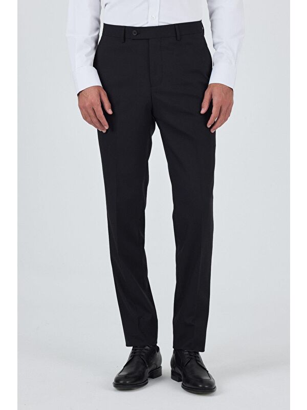 İMZA Siyah Yan Cep Açık Paça Comfort Fit Esnek Classic Pantolon 1003250907