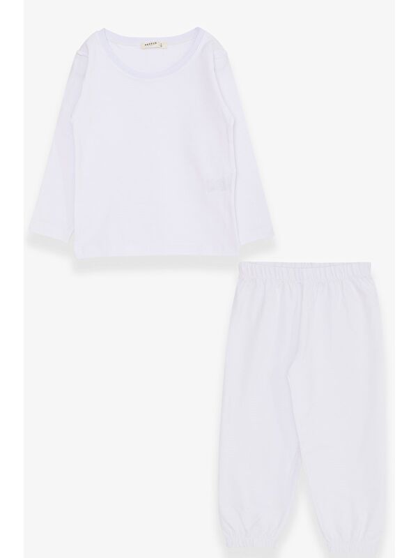 Breeze Erkek Bebek Pijama Takımı Basic Beyaz (9 Ay)