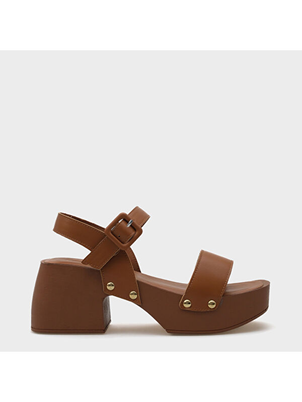 Capone Outfitters Dulce Küt Burunlu Tek Bant Platform Topuklu Kadın Sandalet