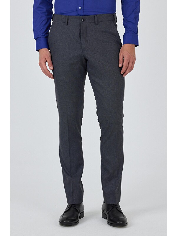 İMZA Lacivert Filafil Yan Cep Açık Paça Slim Fit Ayarlanabilir Kemer Pantolon 1003250123