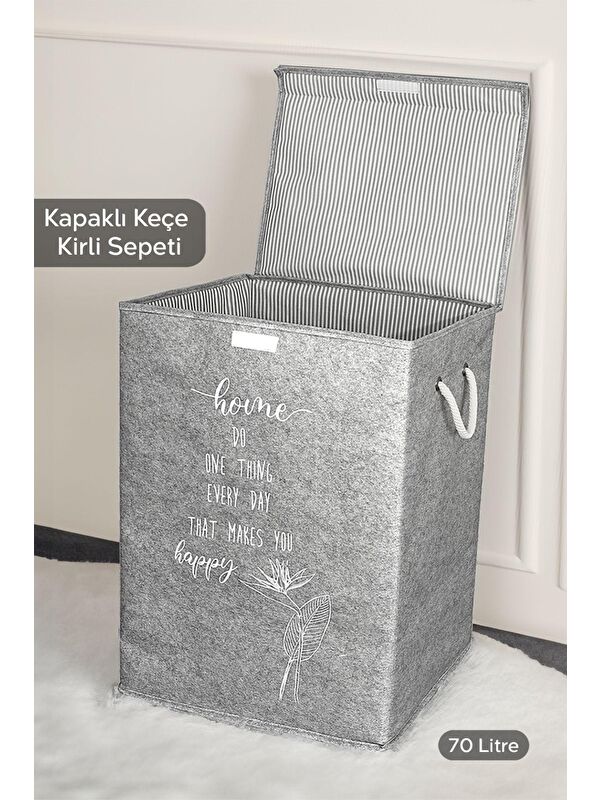 Meleni Home Kapaklı Kirli Çamaşır Sepeti