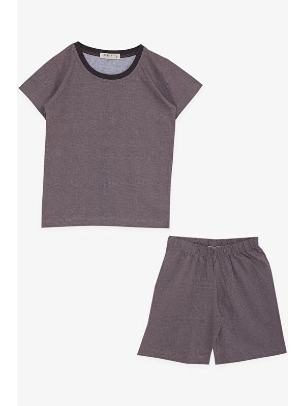 Breeze Erkek Bebek Şortlu Pijama Takımı Gülenyüz Meşe Palamutu Desenli Vizon (9 Ay-2 Yaş)