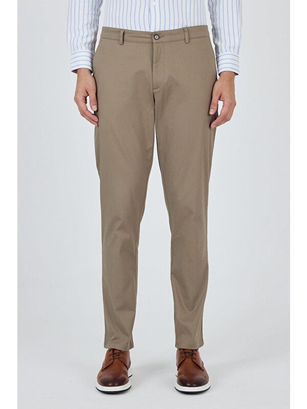 İMZA Koyu Vizon Gabardin Yan Cep Düz Paça Comfort Fit Pamuklu Casual Chino Pantolon 1003250121