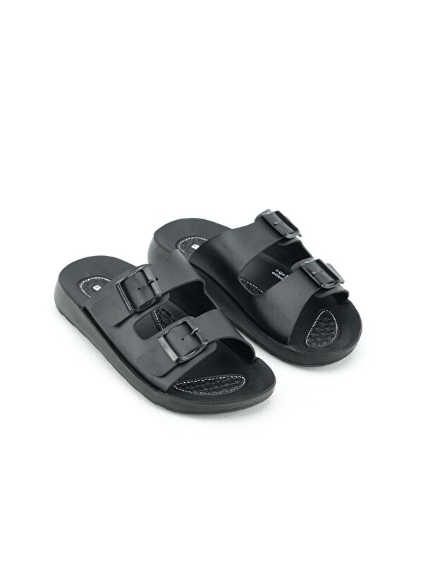 Yazlık Kadın Rahat Taban Suni Deri Çift Toka Ayarlanabilir Günlük Terlik - Görsel 4