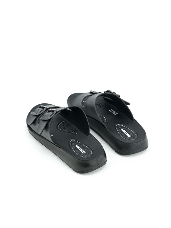 Yazlık Kadın Rahat Taban Suni Deri Çift Toka Ayarlanabilir Günlük Terlik - Görsel 5