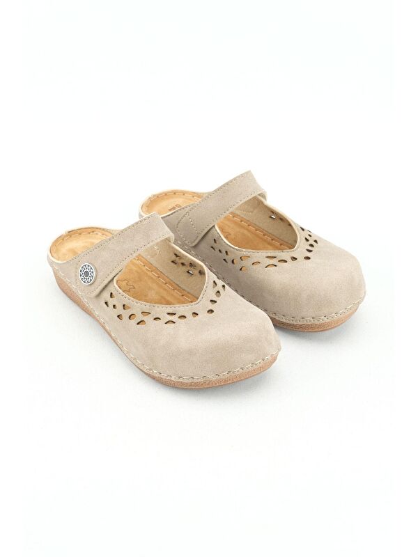 Yazlık Kadın İç Tabanı Hakiki Deri Cırt Cırtlı Terlik - Görsel 4