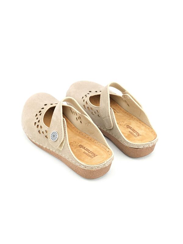 Yazlık Kadın İç Tabanı Hakiki Deri Cırt Cırtlı Terlik - Görsel 5